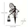 JYL TS/092,Iron Fairy Carrying Lantern Ground Stake Light for Garden Lawn Path Elf Solar Decor Lamp
