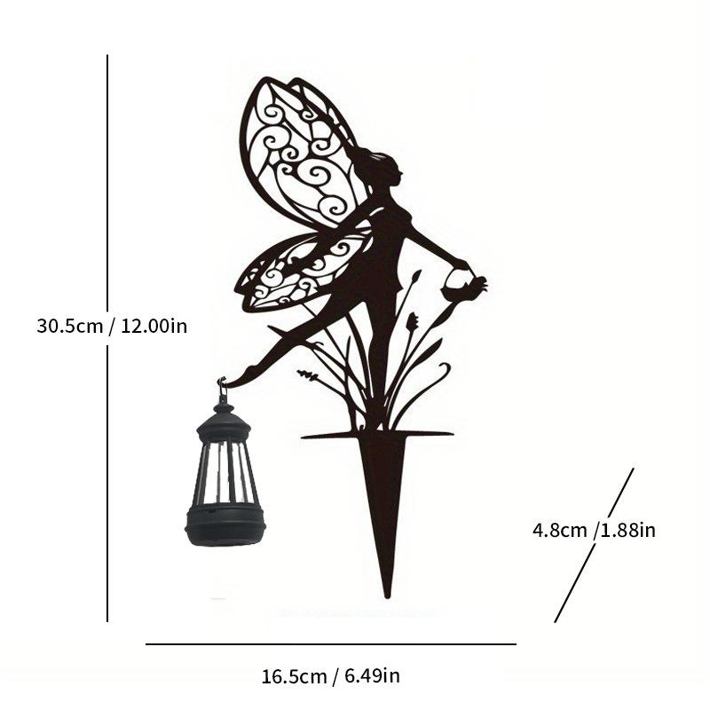 JYL TS/092,Iron Fairy Carrying Lantern Ground Stake Light for Garden Lawn Path Elf Solar Decor Lamp