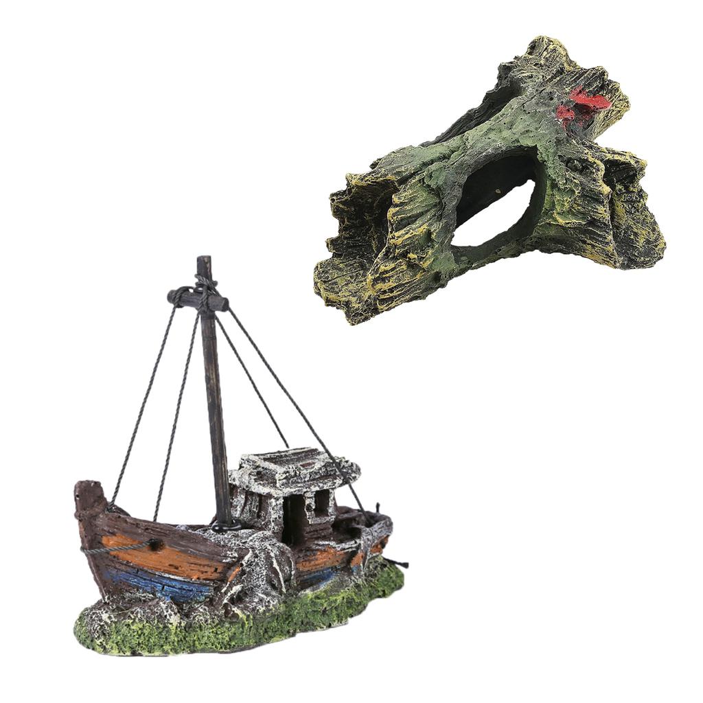 Aquarium Hohlstamm Deko Multifunktionsharz Fischversteckhöhle Ungiftige Aquarium Totholzdekoration für Aquarium