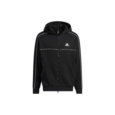 adidas Alphabet Logo Printed Loose Zip Hoodie Jacket Casual Daily Outerwear Unisex Black IA9435