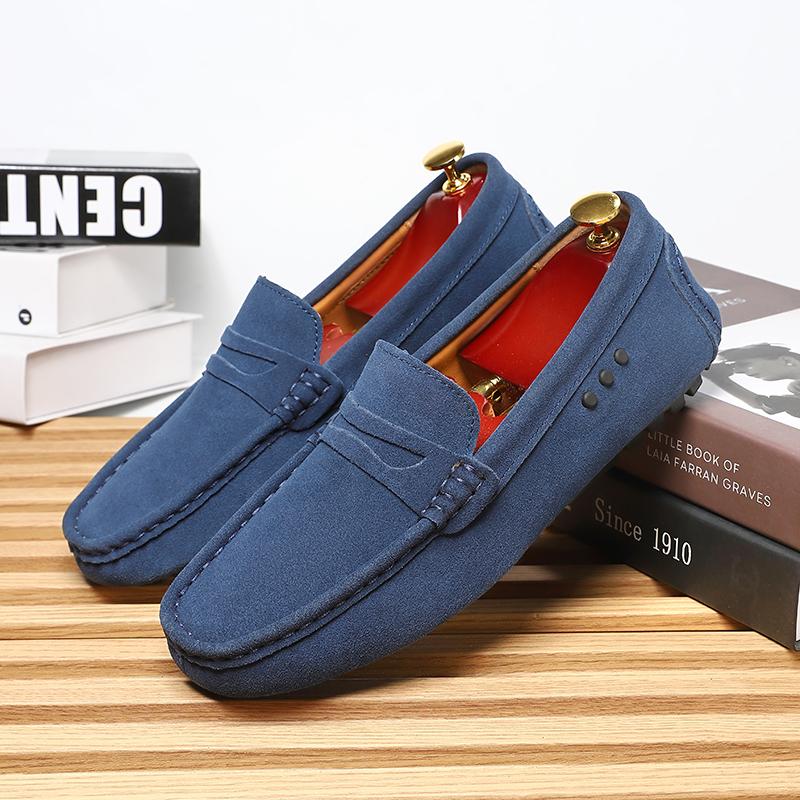 

39-48 Fashion Men s Casual Slip on Leather Shoes Loafers Moccasins Flat Driving Shoes 48 синий
