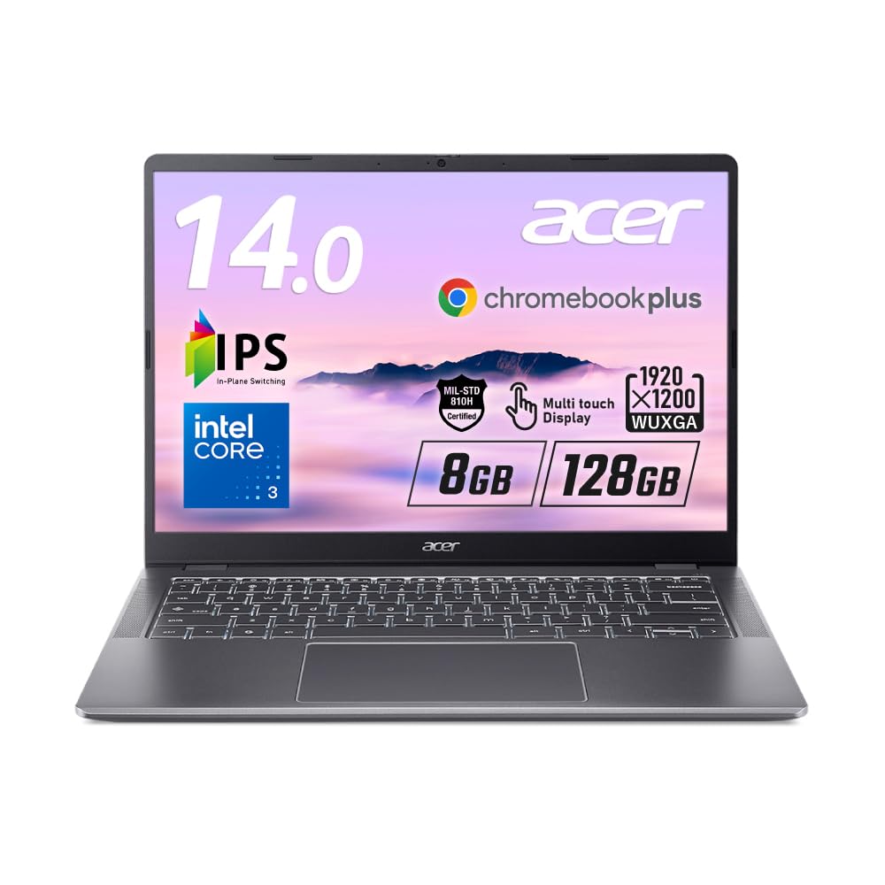 

Acer Chromebook Chromebook Plus 514 Core 3 N355 AI 8 ГБ пам яті 128 ГБ SSD 14-дюймовий WUXGA IPS матовий операція Веб-камера зі шторкою WiFi 6E Dual сірий колір