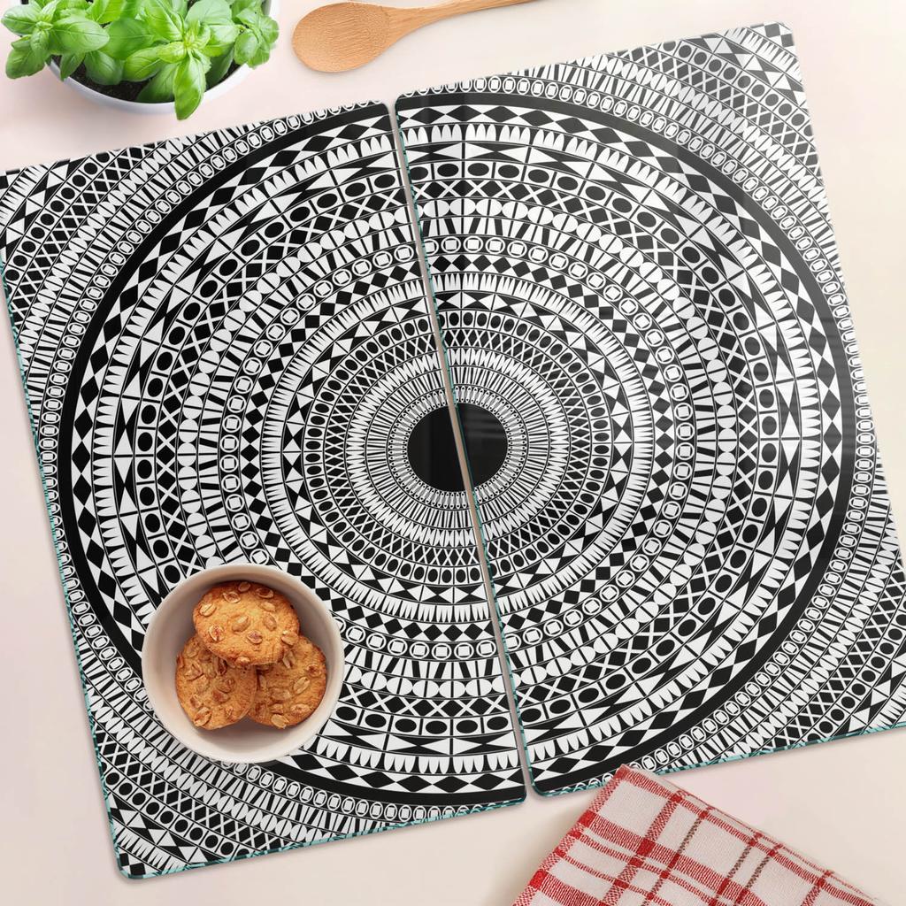 Glass Kitchen Cutting Boards with Graphics Decorative Ornament 2x30x52 cm