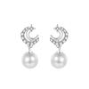 Star Moon Pearl Earrings Women's Light Luxury Temperament Versatile Earrings New Ear Jewelry