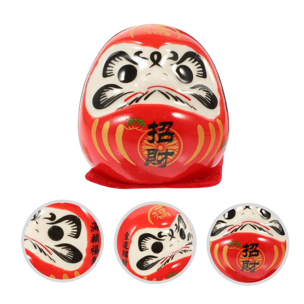 TOYMYTOY Set of 2 Daruma Egg Daruma Fortune Ceramic Ornament Chart Mini Sera