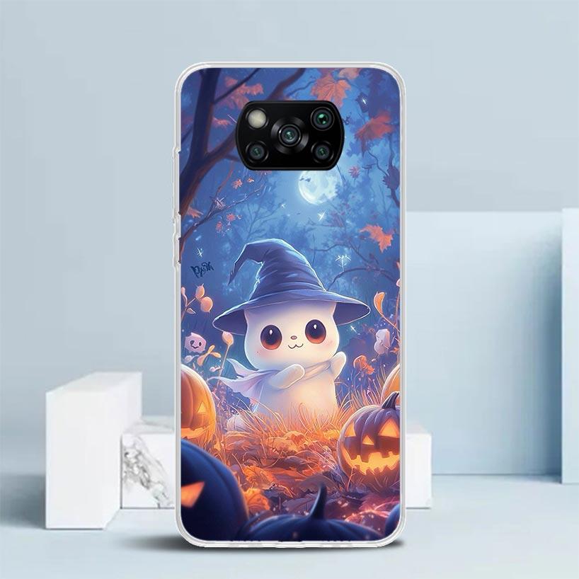 Sött Halloween-spöke Mjukt Fodral för Xiaomi Poco F7 Ultra X7 X6 X5 Pro M7 Fodral Redmi 15 15C 13 13C 12 12C 10 10C Tryckt Skydd