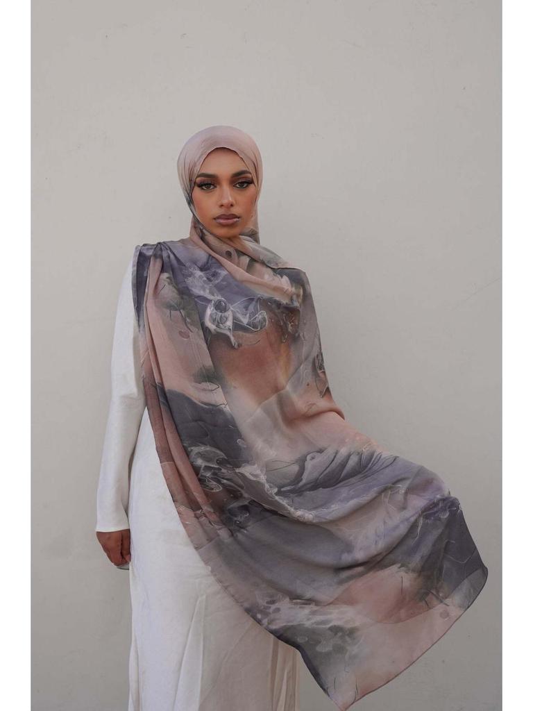 Women's High-End Lightweight Silk Print Scarf - Fashionable Cross-Border Design