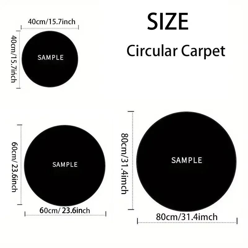 Yin Yang Cat Circular Carpet with Anti Slip Backing Flannel Carpet Machine Washable for Living Room Lightweight Home Decor