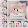 Lovely Girl And Cat Pillowcase Decor Cute Cartoon Child Cushion Cover Plush Pillow Case For Children Room Sofa Home Car 45X45Cm