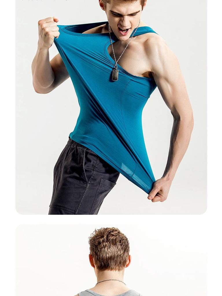 Modal Herren Eisseide Racerback Tanktop - Ärmelloses weißes Unterhemd für Sport & Layering