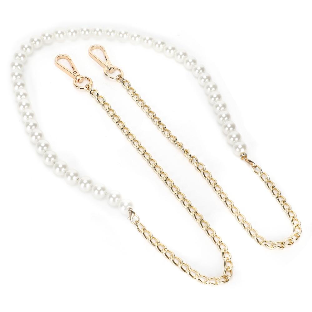 1pcs Metal Buckle Bag Strap Replacement Alloy Lobster Claw Clasps Imitation Pearl Chain For Handbag