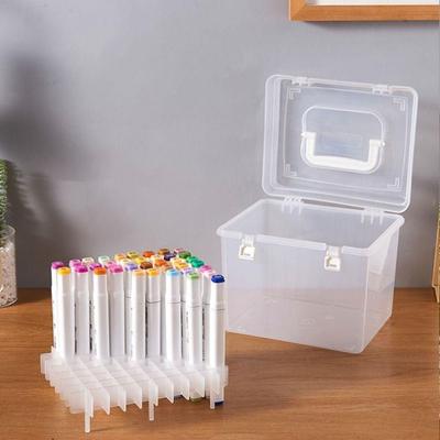 Tragbarer Kunststoff-Marker-Stifte-Organizer Mehrschlitz-Handheld-Marker-Aufbewahrungsbox Wasserdichter Transparenter Schreibtisch-Stifthalter Schüler