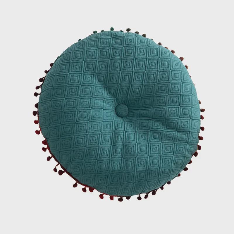 Solid Color Tassel Round Cushion for Sofa or Bay Window