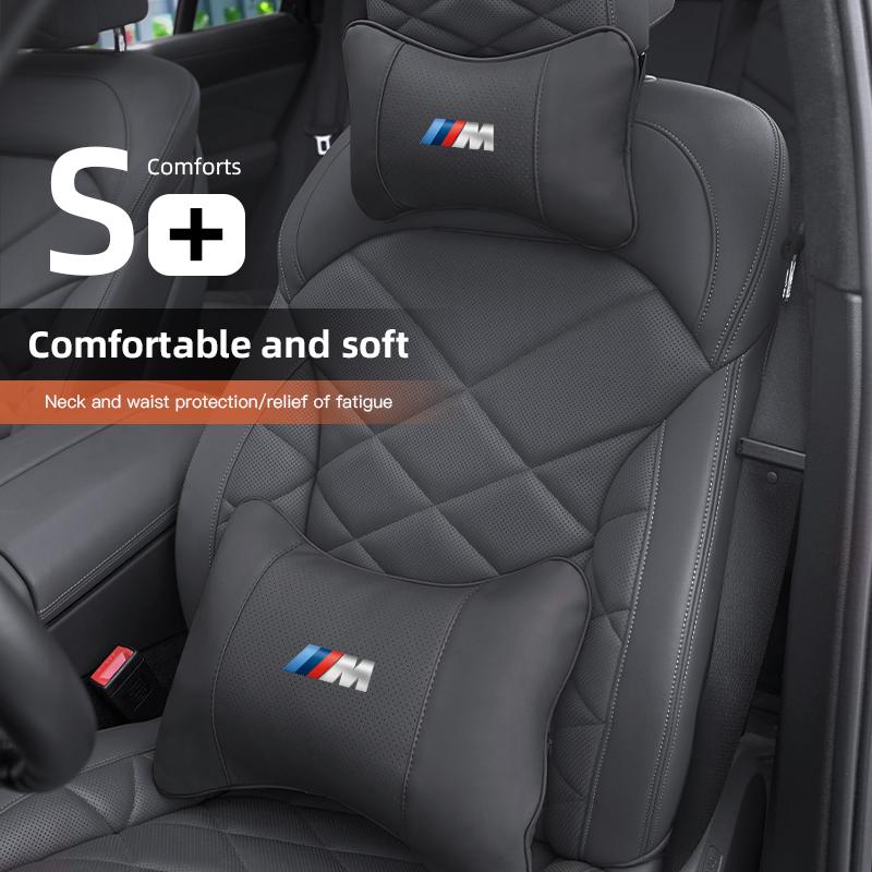 Car Leather Neck Pillow Lumbar Support Cushion Set Accessories For BMW G80 G06 G07 G42 G14 G15 G16 F82 F20 F21 F83 M2 M3 M4 M5 M