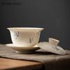 Chinese Hand Painted Orchid Ceramic Gaiwan Handmade Porcelain Teacup Travel Portable Tea Bowl Household Tea Set Teaware 160ml