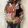 Women's Vintage Print Hoodie Pullover Sweatshirt Long Sleeve with Top