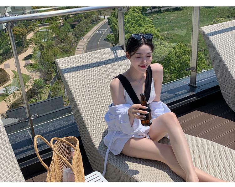 Japanese & Korean Women's Slimming Triangle One-Piece Swimsuit 2023 - New Style, Tummy Control, Conservative Design for Hot Springs