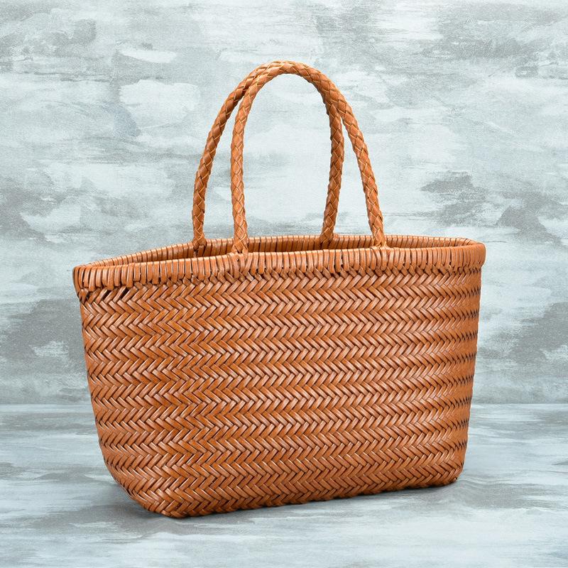 Dragon Diffusion Genuine Leather Woven French Basket Bag