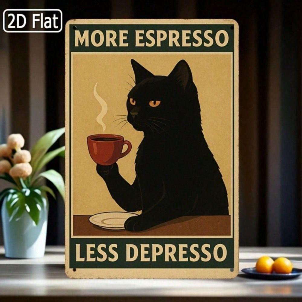 

Vintage Black Cat Metal Wall Art, Home Office Cafe Decor Gift