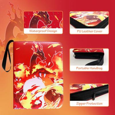 Raccoglitore di carte collezionabili a 4 tasche, porta album portatile con cerniera, raccoglitore di 400 carte con 50