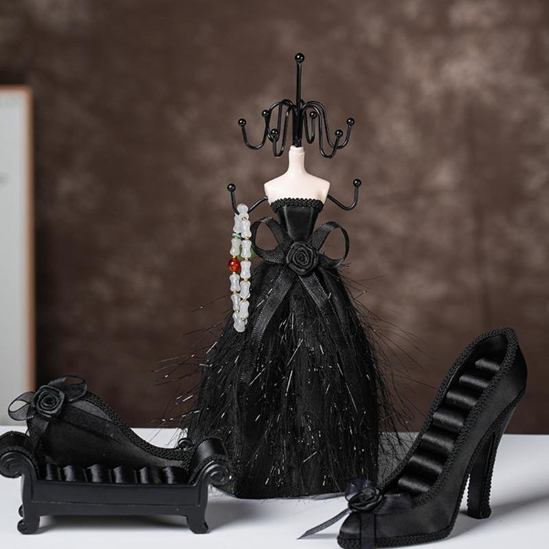 Stilvoller Schmuckständer Stilvoller Schmuckaufsteller Modischer Schmuckorganizer Schwarzer Aufbewahrungsständer