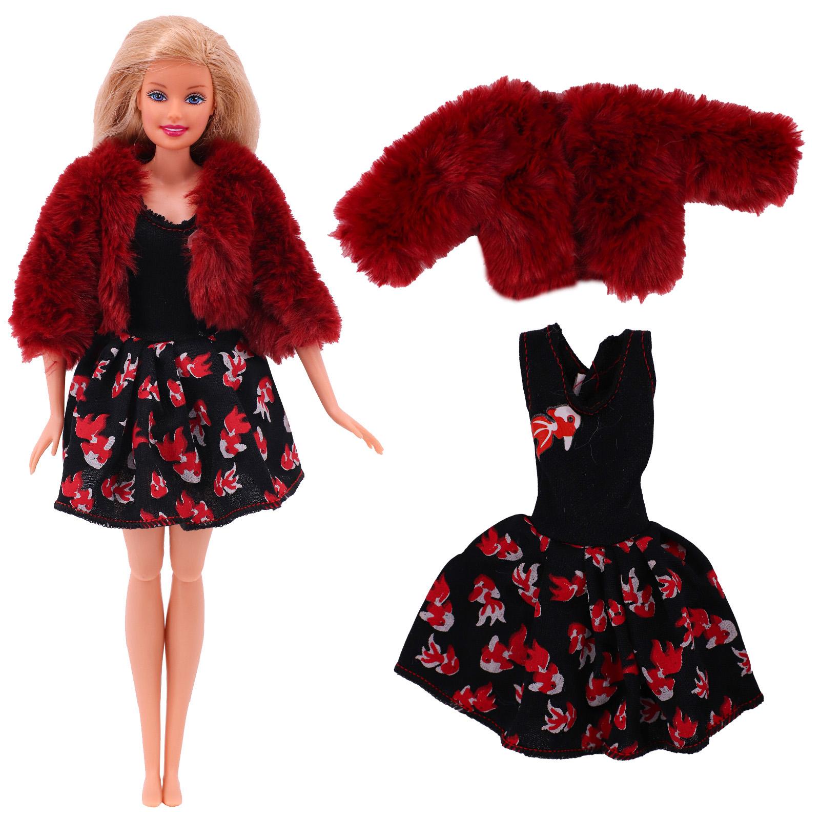 

Плюшевый жилет + платье для куклы Барби 30 см, одежда, аксессуары, 1/6 BJD, игрушки для девочек, подарок на день рождения Excluding Doll