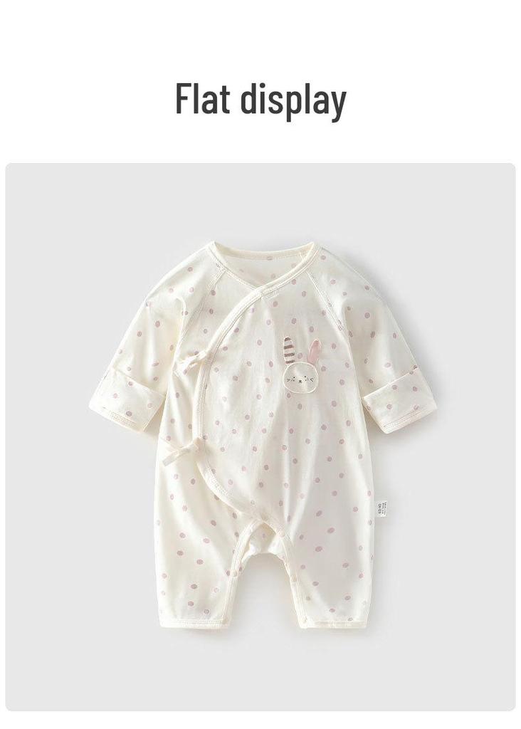 Newborn Summer Lightweight Cotton Romper - Butterfly Design, Bone-Free, Long Sleeve.