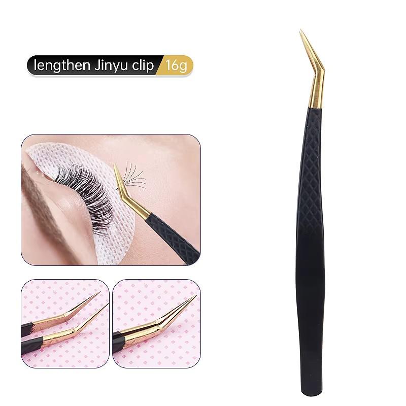 Black Gold Pattern Stainless Steel Eyelash Tweezers for Precision Eyelash Extension