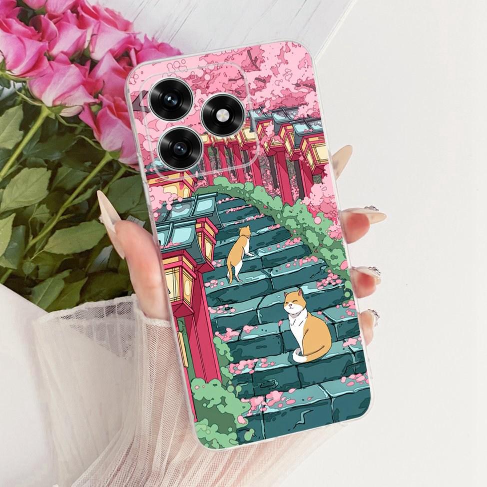 Etui na Honor X5C Plus Pokrowiec Przezroczysty Luksusowy Uroczy Kot Moda Motyl Fajny Malowany Obudowa Na Honor X5cPlus
