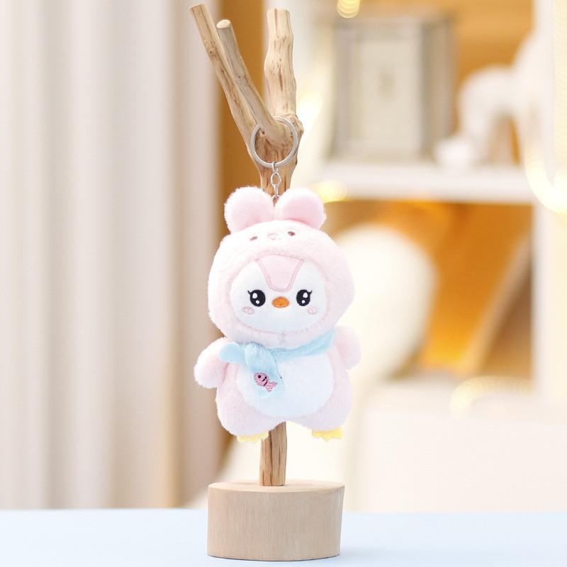 Rabbit Penguin Into Plush Doll Keychain Cartoon Toy Decoration Pendant Gift