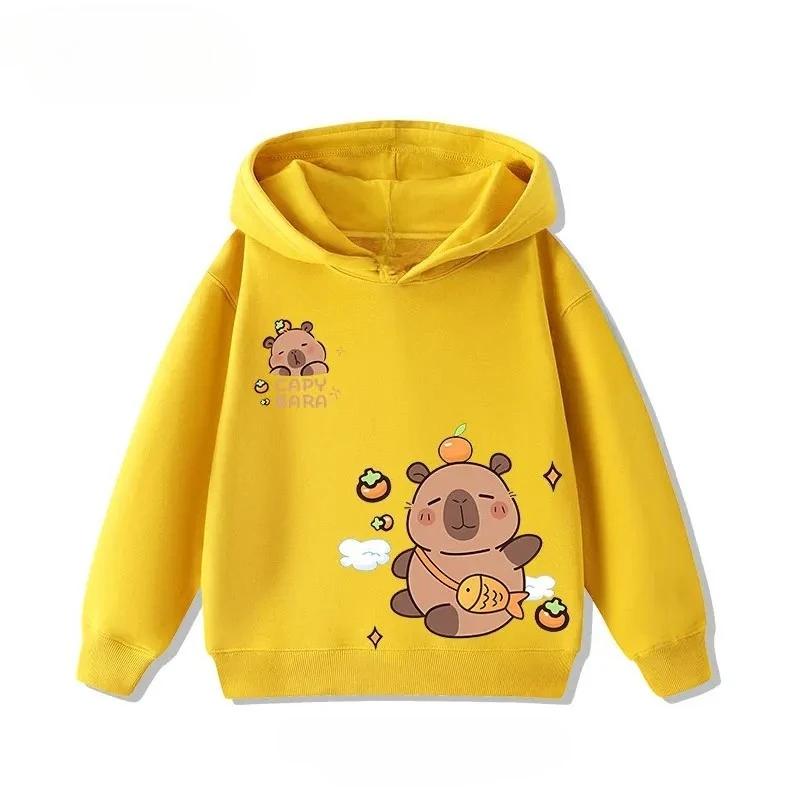 Children's Cartoon Adorable Capibara Autumn Fashion Boys Girls Loose Outdoor Street Kids Hoodies