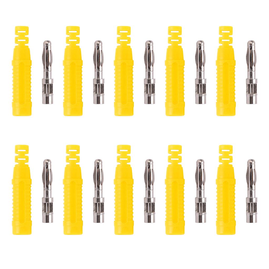 10pcs Metal Banana Plugs Red Copper 4mm Male Connector Plugs with Housing for Testing EquipmentYellow