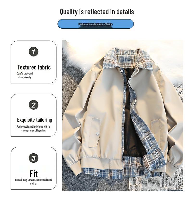 Autumn Youth Plaid Patchwork Casual Jacket - Unisex