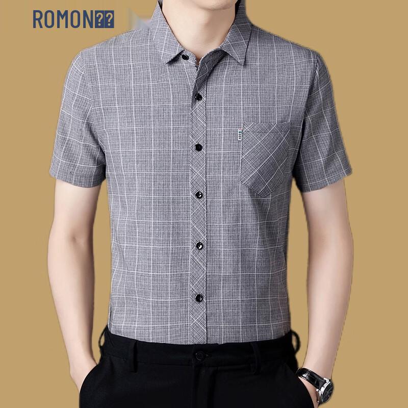 

Мужская повседневная клетчатая рубашка с коротким рукавом ROMON XXXL