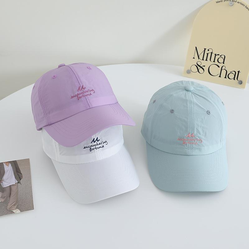 Simple Embroidered Quick drying Hat Outdoor Sun Protection Baseball Cap Sports Breathable Korean Style Thin and Versatile Sun Hat for Women