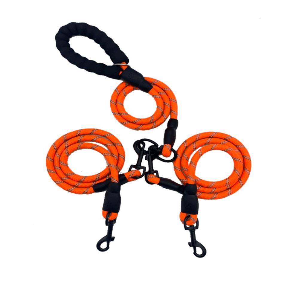 

Medium and large dog dog leash Double dog double head reflective one drag 23456Multi dog leash drag 2 оранжевый
