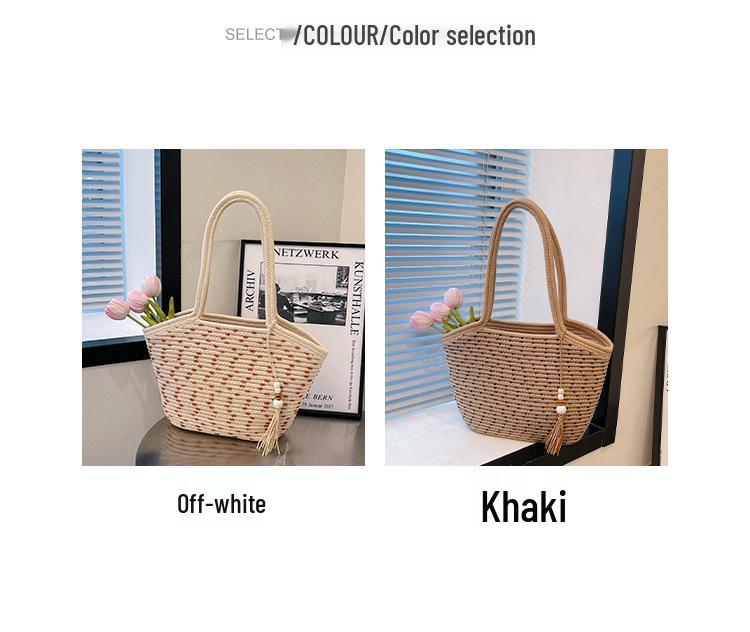 Women's Large Woven Straw Tote Bag - 2025 Summer Beach & Fashion Bucket Style