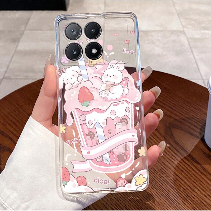 

Case Poco X6 Pro 5G/Poco X6 5G Clear Luxury Cute Love Rabbit Funny Soft Silicone Phone Case PocoX6 X6Pro Transparent Back Cover Poco X6 5G