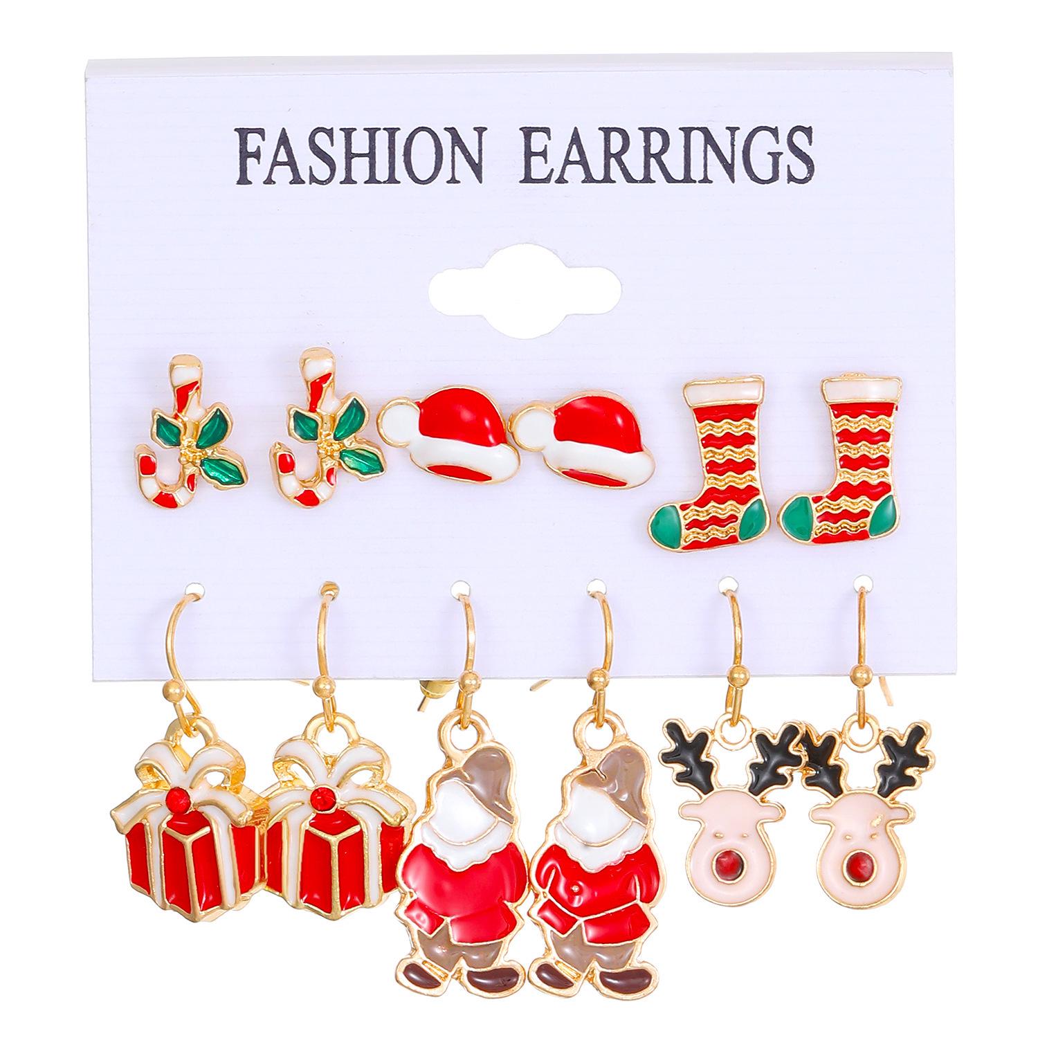

Eur-Am Christmas Earring Set: Creative Snowman, Snowflake, Reindeer & Tree Studs & Dangles