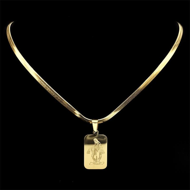 Religiöser Jungfrau Maria Anhänger Halskette für Frauen Männer Edelstahl Gold Silber Farbe Madonna Christliche Kette Halsketten Schmuck