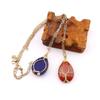 Natural Stone Crystal Agate Water Drop Winding Silk Tree Of Life Pendant Necklace Sweater Chain Water Drop Rough Stone N781