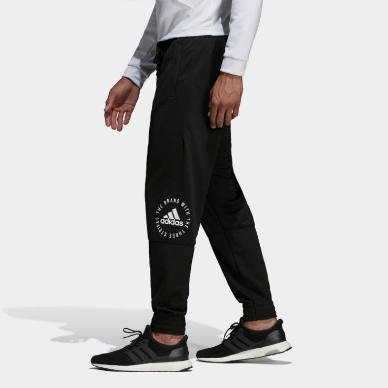 Adidas Training Running Printed Logo Knit Cuff Joggers Men Bottoms Black DT9921