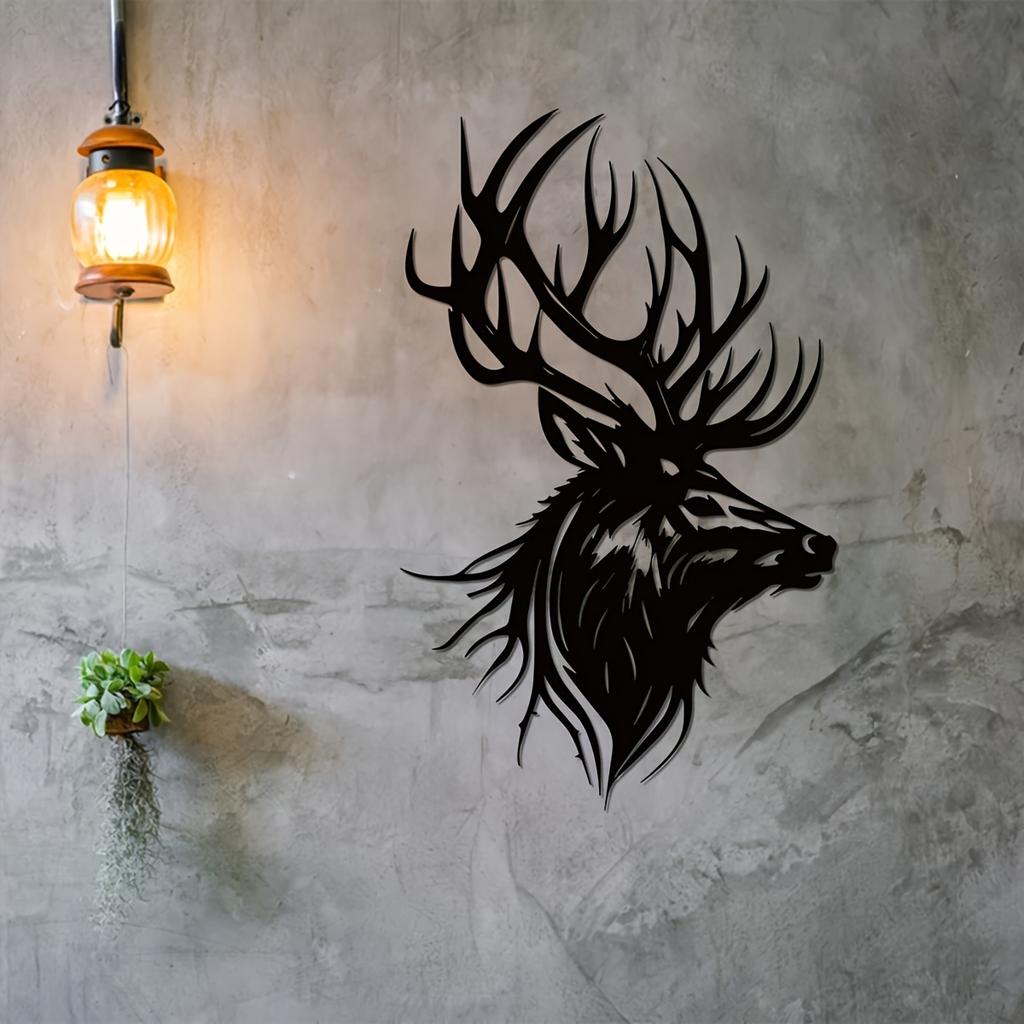 1pc Metal Deer Wall Art Rustic Lodge Decor Outdoor Silhouette Christmas Halloween New Year Gift