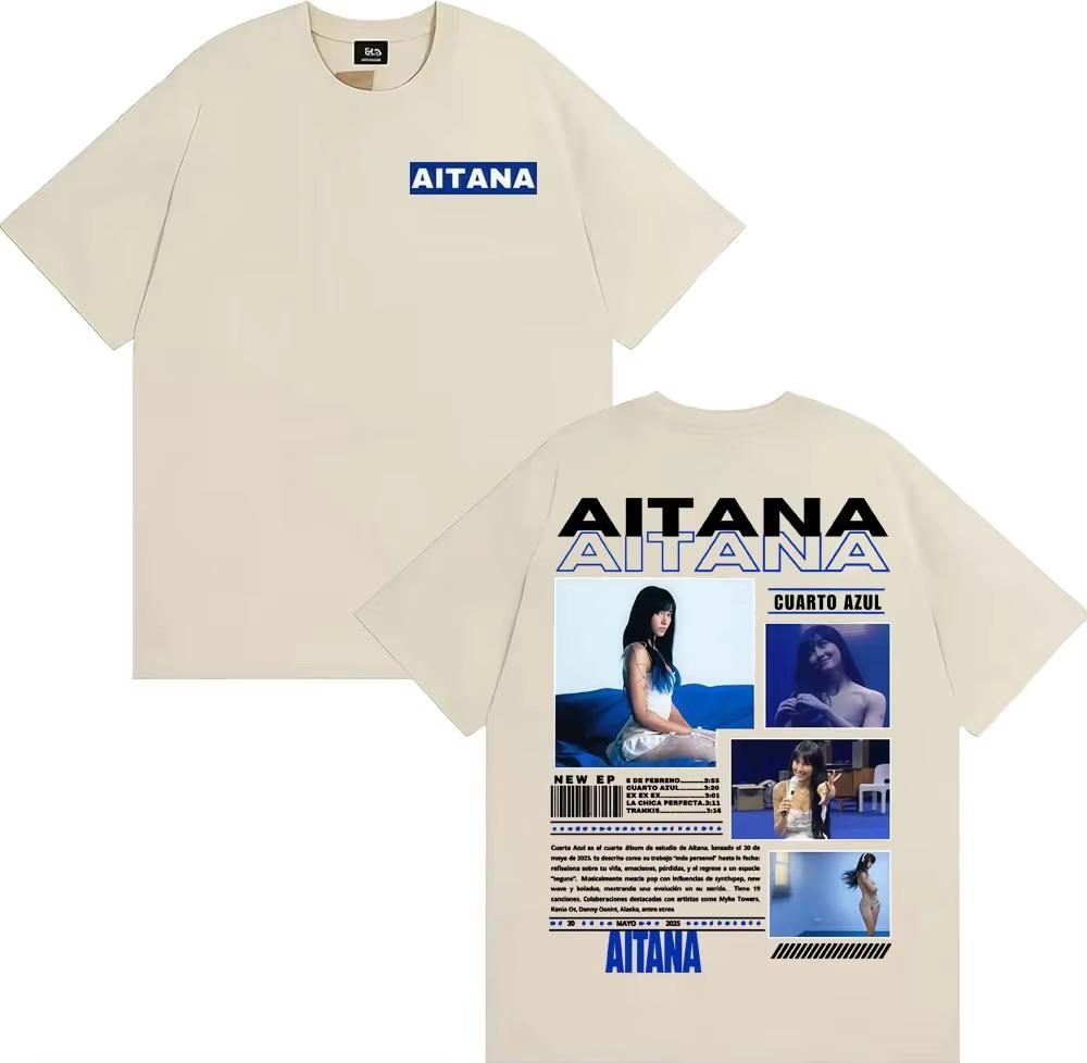 Singer Aitana Cuarto Azul Album 2025 Tour T Shirt Men Women's Fashion Aesthetic Short Sleeve T-shirts Casual Male Cotton T-shirt