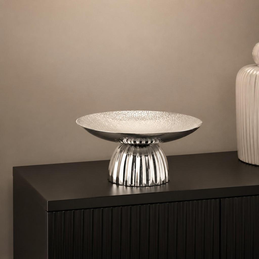 Metal Pedestal Fruit Bowl Sturdy High Footed for Entryway