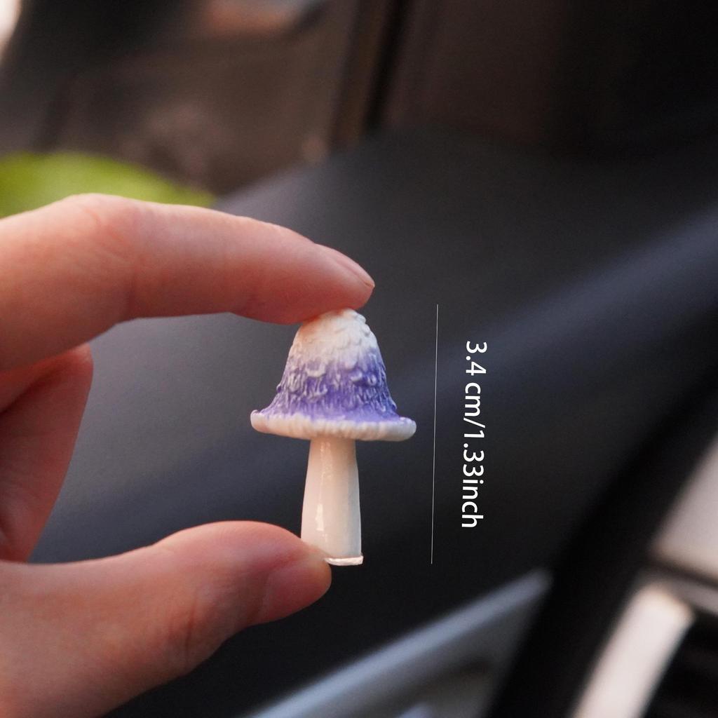 4 Pieces of Colorful Mushroom Car Dashboard Decoration, Resin Craft Miniature Fairy Garden Decoration, Cute Car Interior Accesso