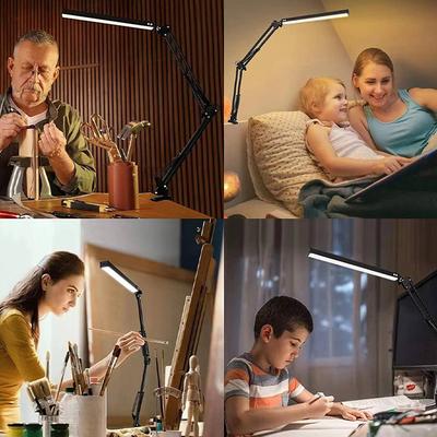 USB Charging LED Desk Lamp Adjustable Foldable Double Swing Arm Light Eye-Caring For Dormitory Study  Task Lamp Dimmable