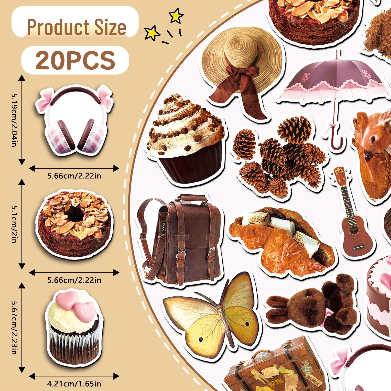 Set of 20 Brown Forest Style Refrigerator Magnets - Retro, Realistic, Creative, Waterproof DIY Magnetic Stickers
