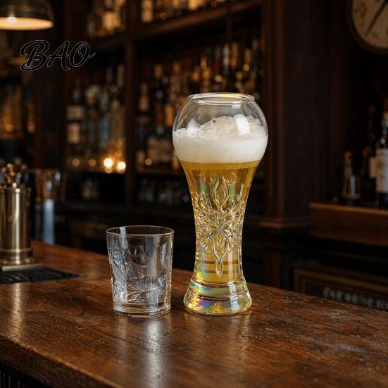 Langlebiger Bierglas-Pokalform-Weinbecher, Hitzebeständiger Krug für Craft-Bier, Transparenter Becher für Saft, Kreatives Pub-Trink-Sport-Party-Glas, Hoch Borosilikat