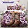 CowboyBoots Pattern Bedding Quilt Set Quilt Cover Pillowcase Home Decoration Birthday Gift (1 * Duvet Cover + 2 * Pillowcase, Without Core)